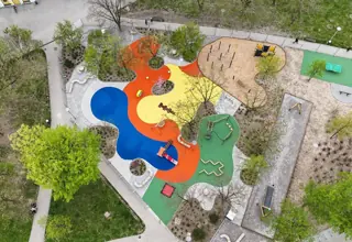 Aerial view of the renovated northern park